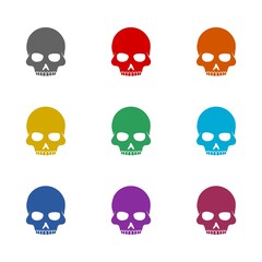Skull simple icon isolated on white background. Set icons colorful