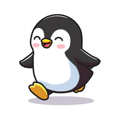 Illustration Vector Graphic Cartoon of a Mini Penguin Taking a Stroll, Featuring Intricate Details on Its Smooth Feathers, Tiny Flippers, and Cheerful Expression