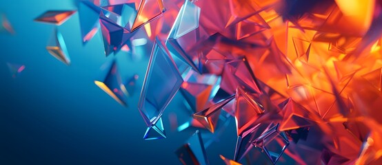 Abstract background with colorful shapes and gradient, 3d rendering illustration of curved abstract shape in blue and orange colors on dark blue background