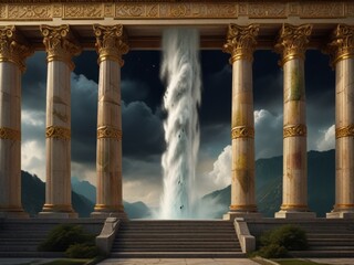 Fototapeta premium monumental columns of the ancient majestic palace on the top of Olympus