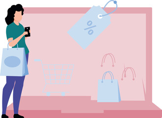 The girl has a shopping bag.