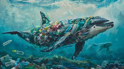 Obraz premium Underwater World with Fish Swimming in Aquarium and Sea