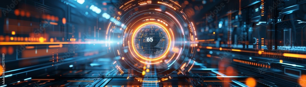 Poster sci-fi digital interface hud elements mega set. user interface, frame screens. callouts titles, fui 