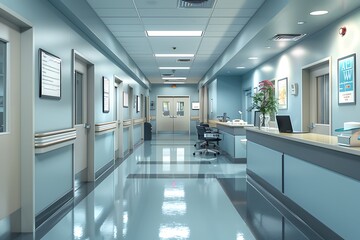 Busy Nurse's Station In Modern Hospital