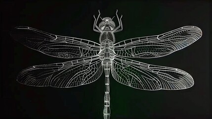  Dragonfly on Paper with Shiny Wings