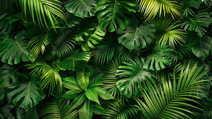 Green jungle. Greenery background forest.