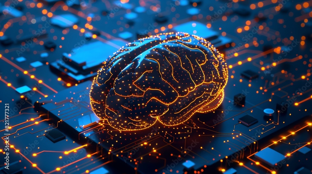 Poster cyber brain and neural circuits in quantum computing, artificial intelligence technology, biotechnol