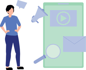 The guy is doing online marketing.