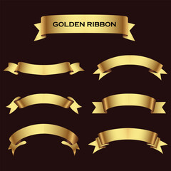Set of Gold ribbon banners. Ribbon elements. Modern Luxury ribbons collection. isolated on dark background. Vector illustration eps 10	