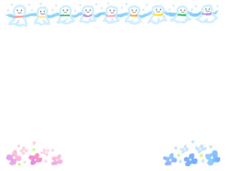 てるてる坊主と紫陽花のメッセージ素材