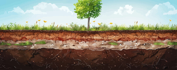 Soil layer infographics, vector cross section. vector simple illustration