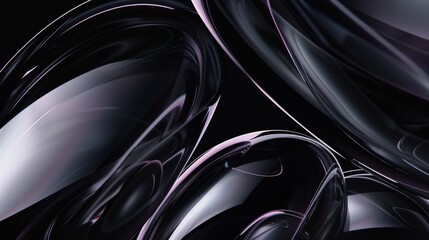 4k seamless loop video with abstract animation of rotating glass shapes on a black background