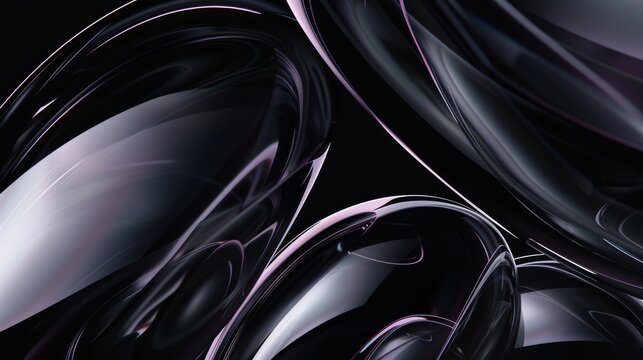 4k seamless loop video with abstract animation of rotating glass shapes on a black background
