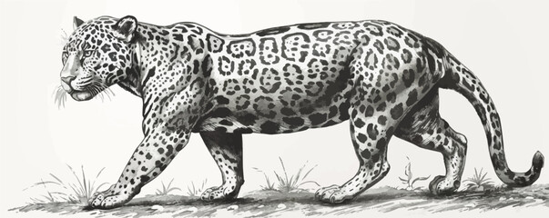Obraz premium jaguar Engraving style. Simple pencil drawing. vector simple illustration