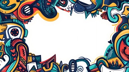 Vibrant Doodle Border Frame with Blank Space for Message or of Cultural Progress and Determination