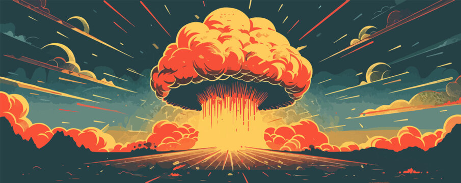 Nuclear power explosion atomic mushroom. vector simple illustration
