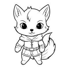 Clean line fox icon for coloring.