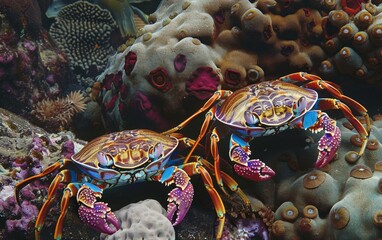 Intricately Patterned Box Crabs