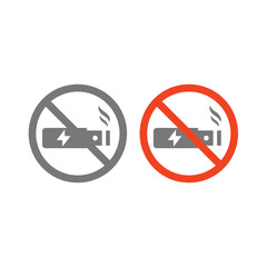 No vaping red vector sign. No electronic cigarette, not allowed icon set.
