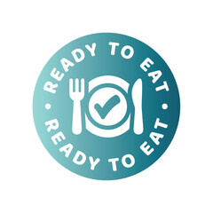 Ready to eat vector label. Food and meal colorful sticker.