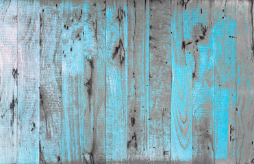 Old grunge wood plank texture background. Vintage blue and white peeling wooden board wall have antique cracking style object for furniture design. Painted weathered table woodworking hardwoods empty.