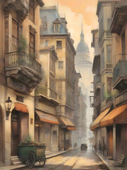 Obraz premium Landscape Vintage Painting Illustration Art 