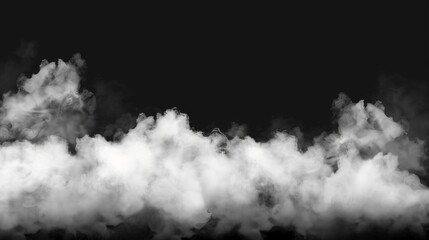 Smoke or fog realistic texture modern illustration. Steam cloud or mist on a dark transparent background with a natural effect.
