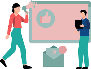 The girl is marketing.