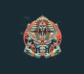 Unleash the power of ancient Egyptian symbolism with our fierce Biker Club Emblem featuring a Pharaoh