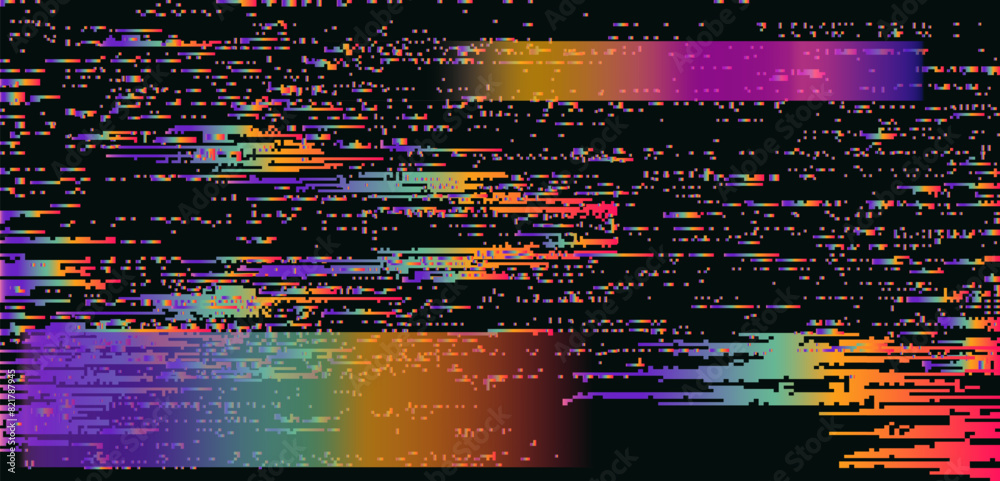 Poster  A vivid VHS screen image with a square-like depiction of visual disturbances. Vector abstract illustration.