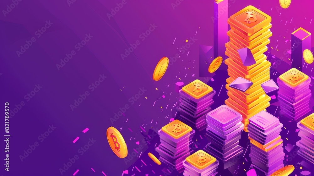 Poster the concept of crypto currency exchange or transactions with blockchain and digital money. modern la