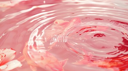 Close up view, flickering Pink koi Fosh, light tones, Whirlpool, transparent light pink water.