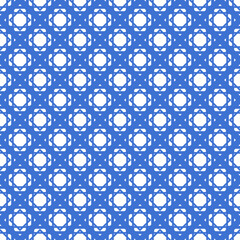 Seamless Floral and Geometric Pattern with Blue Circles and Vintage Design Elements