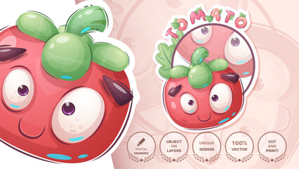 Tomato Cartoon Character. Cute Vegetable. Illustration for Kids