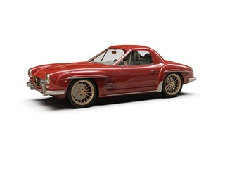 Old School Vintage Classic Red Racing Coupe Cabriolet Car