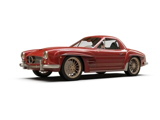 Old School Vintage Classic Red Racing Coupe Cabriolet Car