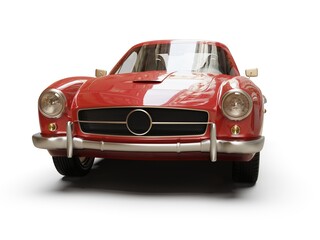 Old School Vintage Classic Red Racing Coupe Cabriolet Car
