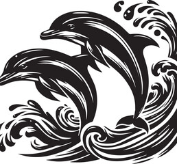 Dolphin Silhouette - Vector of Dolphin - jumping Dolphin image - stylized  Dolphin vector