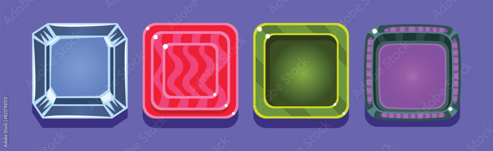 Poster bright button for game interface design vector set
