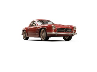 Old School Vintage Classic Red Racing Coupe Cabriolet Car