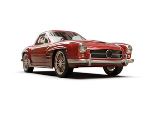 Old School Vintage Classic Red Racing Coupe Cabriolet Car