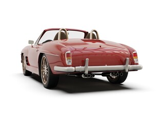Old School Vintage Classic Red Racing Coupe Cabriolet Car