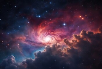 Fototapeta premium Colorful space Spiral galaxy cloud nebula. Stary night cosmos. Universe science astronomy. Generative AI
