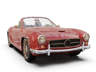 Old School Vintage Classic Red Racing Coupe Cabriolet Car