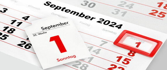 Deutscher Kalender Datum  1. September  2024  Sonntag