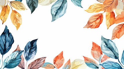 Leaves background greeting card template with watercolor