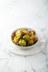 Brussels sprout with onion and bacon