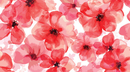 Red pink flower watercolor seamless pattern for background