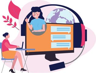 A girl is talking to another girl on a video call.