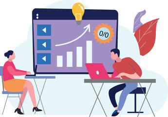 Boy and girl working on their laptop.